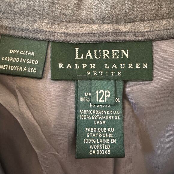 Vintage Lauren Ralph Lauren 100% Wool Grey Trouser Pants Size 12P - Picture 8 of 9